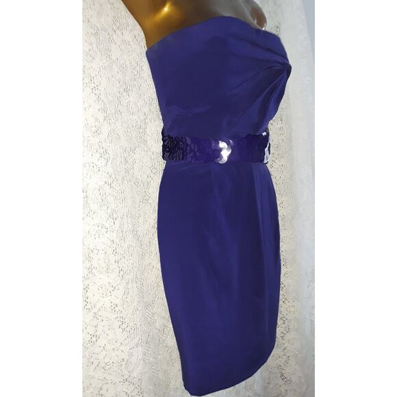 Versace Sz 42 IT Royal Blue Strapless Sequin Embellished Cocktail Dress - Picture 7 of 12